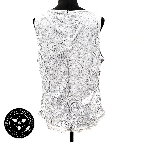 Adrianna Papell Women's Lace Top Frost NWT - Picture 5 of 7